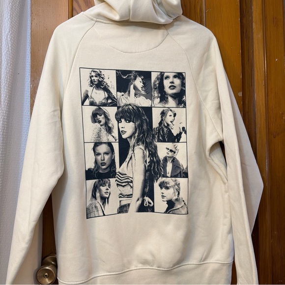 Official Taylor Swift The Eras Tour II Cream Hoodie w/ black/white Graphic Print - Picture 3 of 8